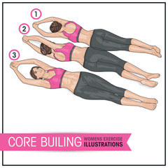Core building female exercise illustration - 141306814