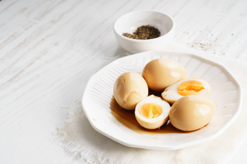 Boiled eggs in soy sauce