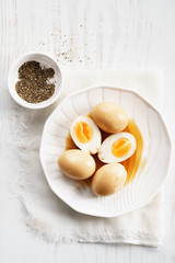 Boiled eggs in soy sauce