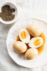 Boiled eggs in soy sauce