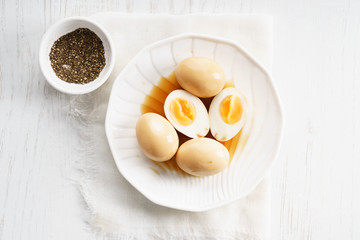 Boiled eggs in soy sauce