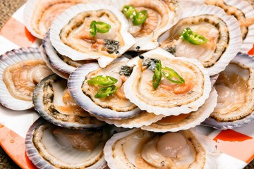 Sliced Raw Scallops