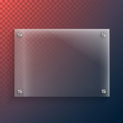 Illustration of Realistic Vector Glass Plate Mockup Set. Vector Plastic Frame Isolated on Transparent Background