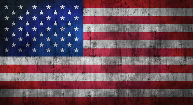 Grunge crumpled american flag. 3d rendering
