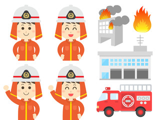消防士のイラストセット