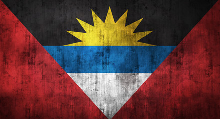 Grunge crumpled Antigua and Barbuda flag. 3d rendering