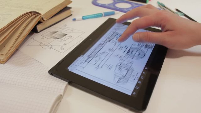Descriptive geometry drawing on tablet device. Using Tab While Working With Blueprints