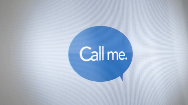 Digital Quote Bubble Text Call me on Phone Screen close up