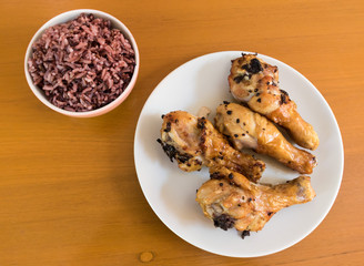 Bowl with cooked white berry rice