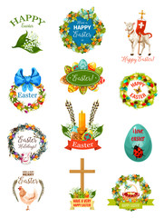 Fototapeta premium Easter cartoon label and badge set design