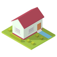 Isometric house with a long shadow