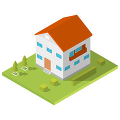 Isometric house with a long shadow