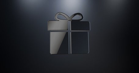 Present Black 3d Icon