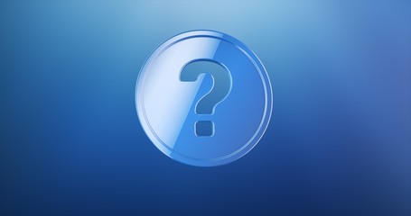 Question Badge Blue 3d Icon