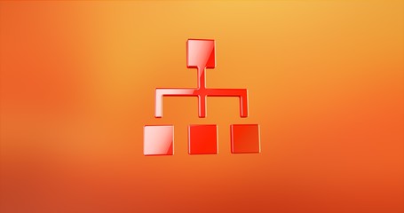 Hierarchy Network Red 3d Icon