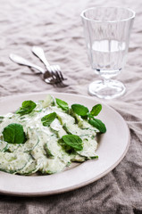 Cucumber salad with mint