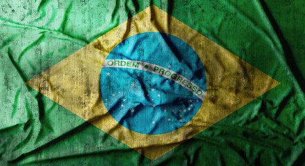 Fototapeta premium Grunge crumpled Brazil flag. 3d rendering