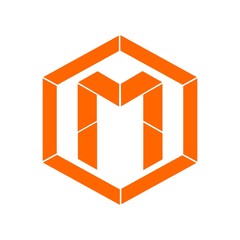 letter M orange color logo vector