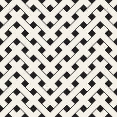 Weave Seamless Pattern. Stylish Repeating Texture. Black and White Geometric Vector Illustration.