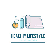 Healthy fitness lifestyle lineart concept