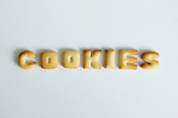 An inscription from the cookies on the white background.