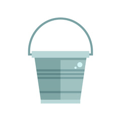 Grey garden bucket icon. Water pail metal container for gardening or housework.