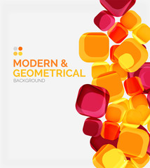 Color glossy squares with round angles, composition with sample text