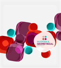 Color glossy squares with round angles, composition with sample text