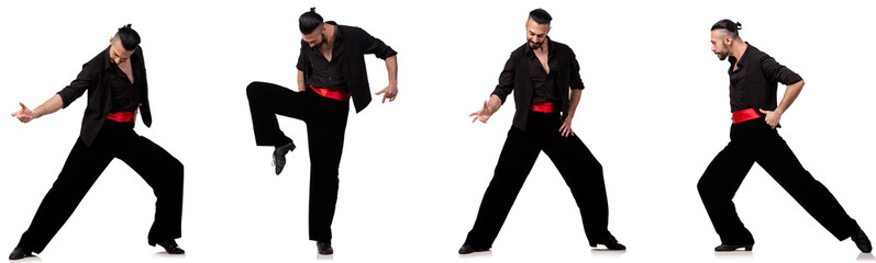 Spanish dancer in various poses on white