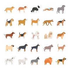 Dogs color vector icons