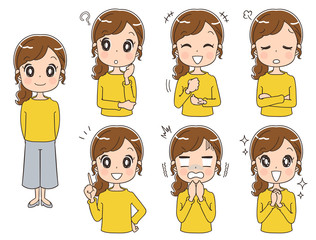 女性のイラスト（セット 全身）