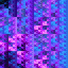 Abstract geometric background. Psychedelic fractal design in bright pink, purple and blue colors. Digital art. 3D rendering.