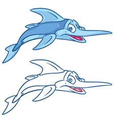 fish  swordfish  cartoon Illustrations isolated image animal character