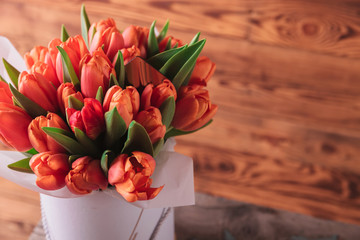 closeup picture of a tulips bouquet