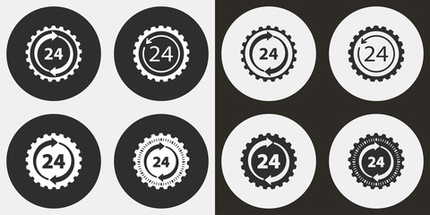 24 hour service icon set.