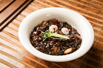 seafood jajangmyeon, black-bean-sauce noodles