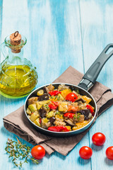 Vegetable ratatouille in a frying pan