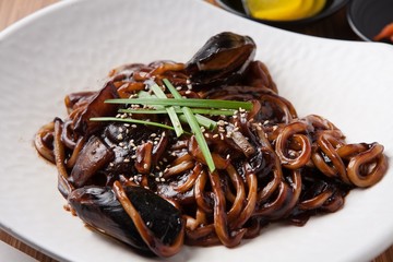 jajangmyeon, black-bean-sauce noodles 