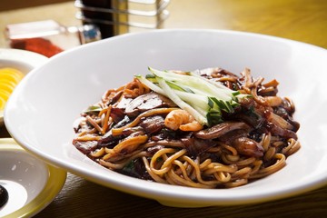 jajangmyeon, black-bean-sauce noodles 