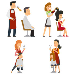 barber cuts my hair and puts customers.