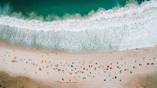 Beach Shore Umbrellas From Above