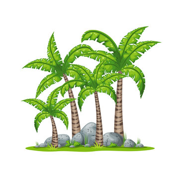 Illustration of diffrent palms with stones on white background