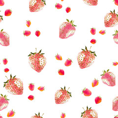 Fototapeta na wymiar Watercolor background, Strawberry seamless pattern