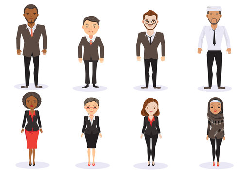 Business People Group of business men and business women eight  Character standing.Team work concept.Vector illustrations