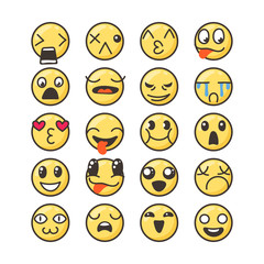 Fototapeta premium Set of cute lovely kawaii emoticon.