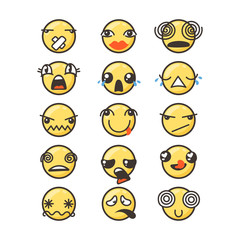 Fototapeta premium Set of cute lovely kawaii emoticon.
