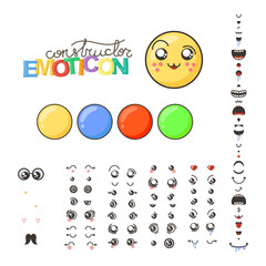 Constructor of cute lovely kawaii emoticon.