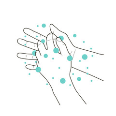 Wash hands, soap to bubbles step, vector illustration