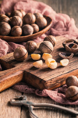 Macadamia nuts on table