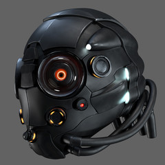 3D rendering science fiction helmet on gray background